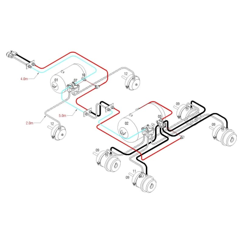 BRAKETEC TRAILER BRAKE KIT - THREE AXLE ‘DOG’