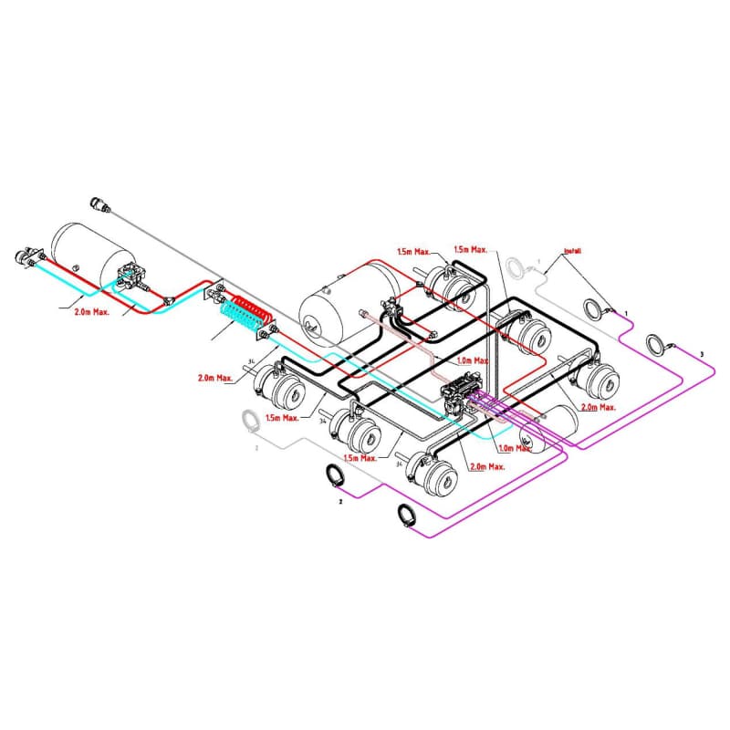 BRAKETEC TRAILER BRAKE KIT - TRI AXLE SEMI SLIDER WITH ABS