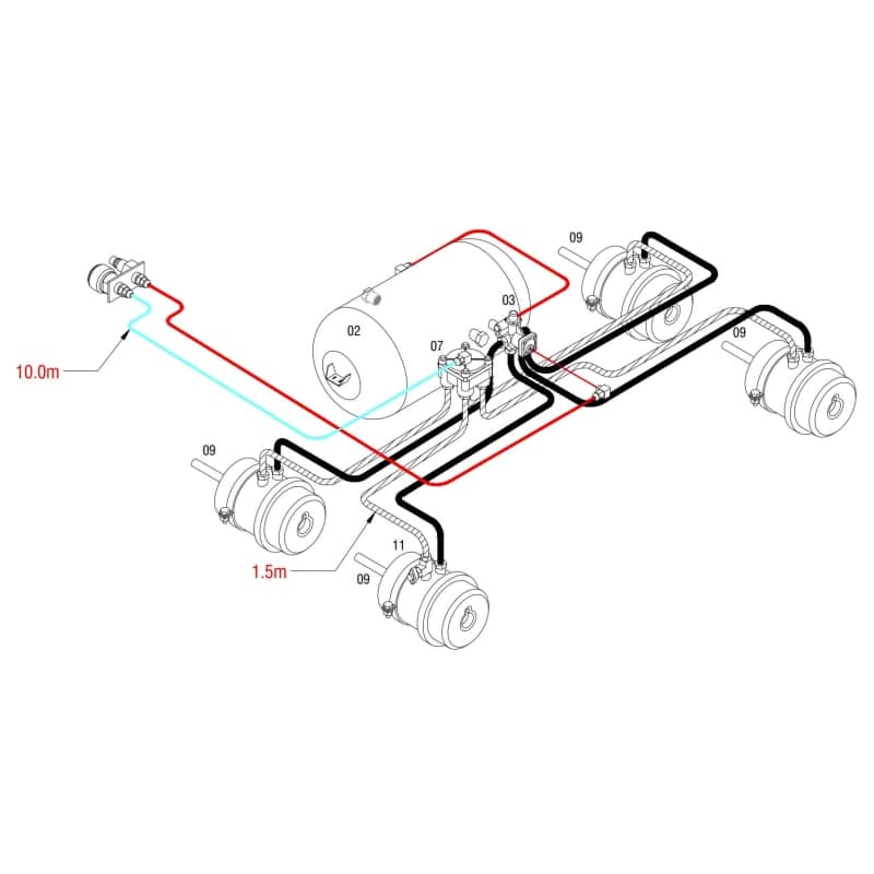 BRAKETEC TRAILER BRAKE KIT - 3 & 5 TON TANDEM AXLE SEMI (4 x spring brake)